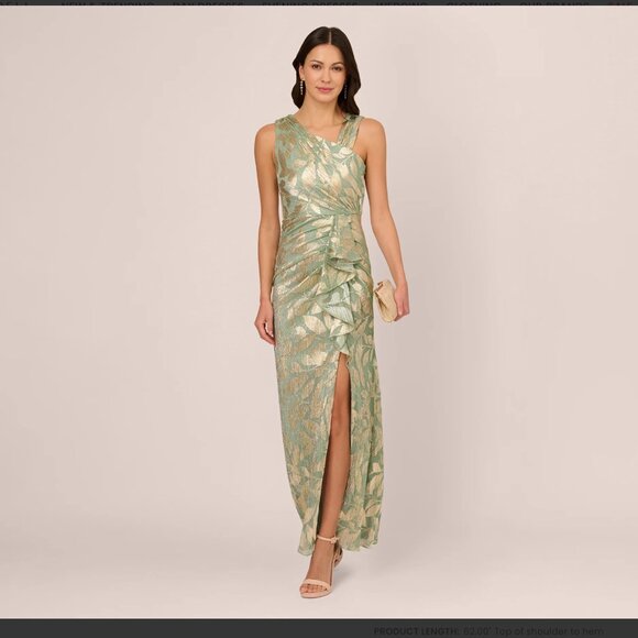 Adrianna Papell Foil Printed Asymmetric Dress Size 6 - Picture 1 of 2